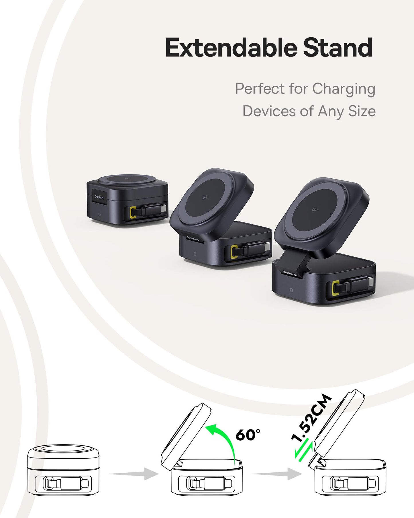 Baseus PicoGo W2 Qi2 Certified 15W Magnetic Wireless Charger Stand