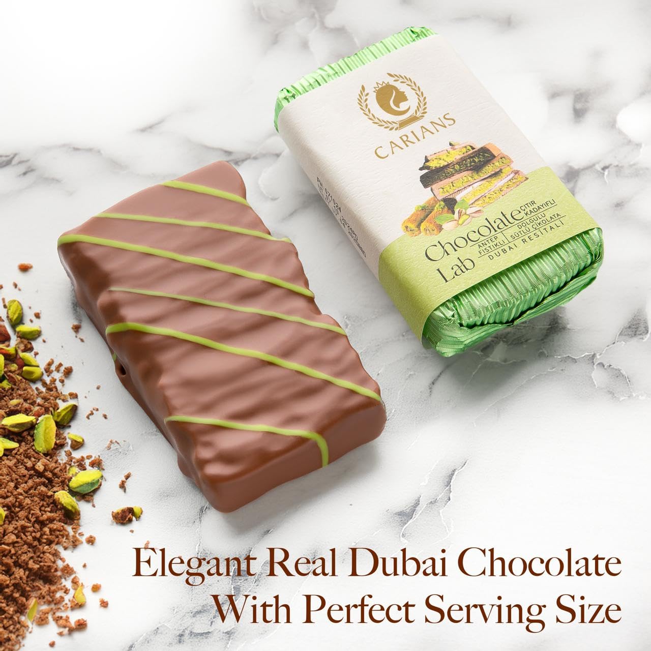 CARIANS Dubai Chocolate Bar with Pistachio and Kunafa, Valentine's Day 2 Pack Dubai Chocolates Bar, Luxury Chocolates with Crispy Kunafa, Great for Gift Giving, Valentine's Day Chocolate Gift