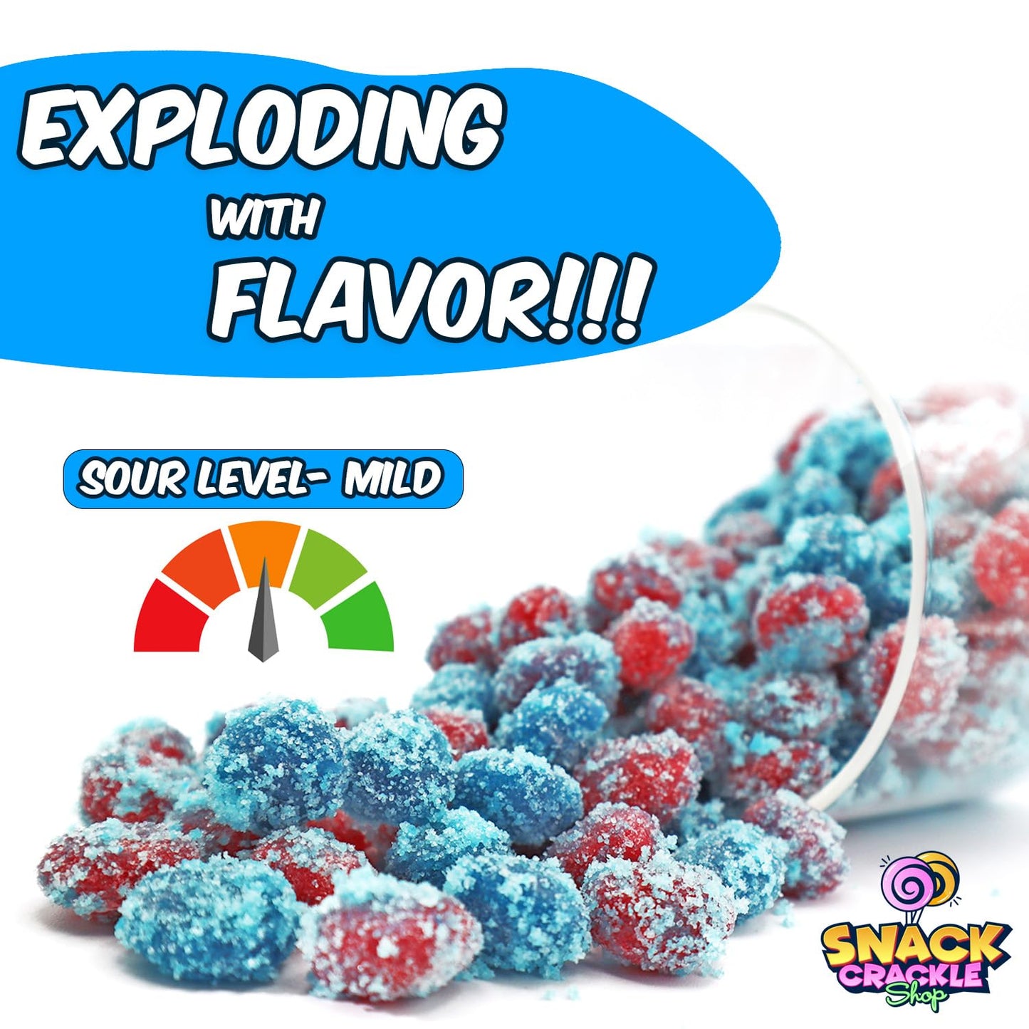 Snack Crackle Shop Sour Blue Raspberry Gushers Extremely Sour, Best Sour Gushers, Best Sour Gummies, Irresistible Extra Sour Gummy Candy, Blue Raspberry Flover (10 Ounces, Blue-Raspberry)