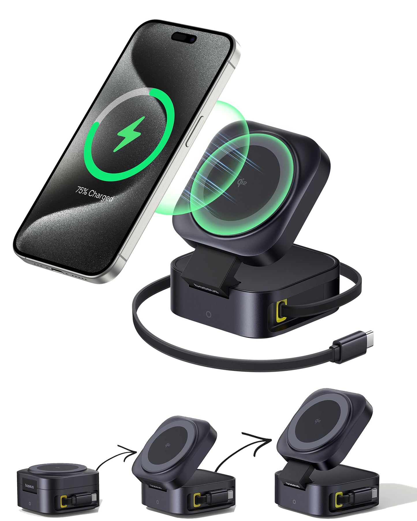 Baseus PicoGo W2 Qi2 Certified 15W Magnetic Wireless Charger Stand