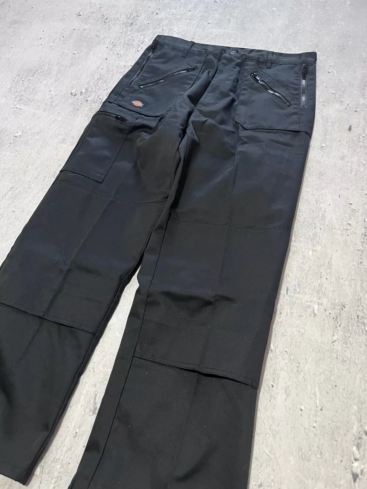 DICKIES REDHAWK ACTION WORKWEAR BAGGY ZIPPER BLACK PANTS SIZE 32S