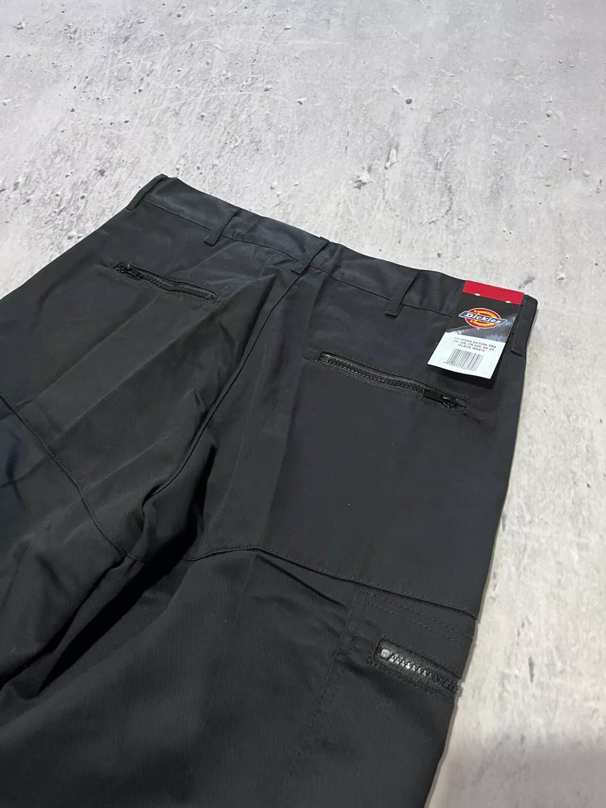 DICKIES REDHAWK ACTION WORKWEAR BAGGY ZIPPER BLACK PANTS SIZE 32S