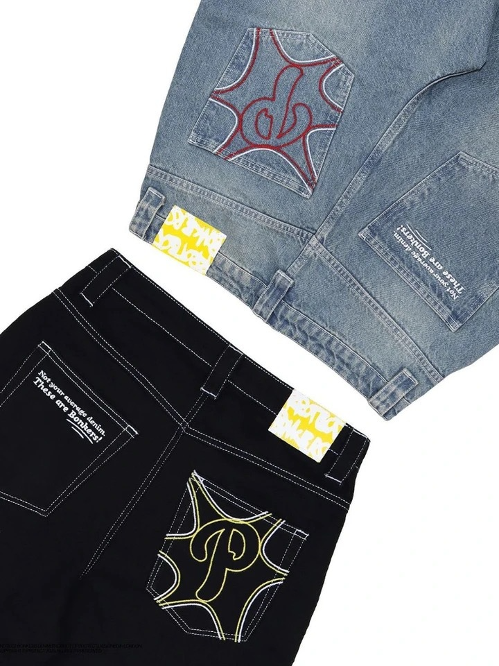 American Street Ultra Baggy Retro Hip Hop Logo Jeans