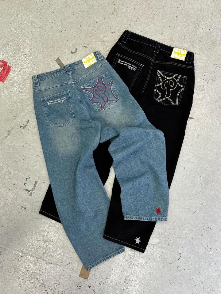 American Street Ultra Baggy Retro Hip Hop Logo Jeans